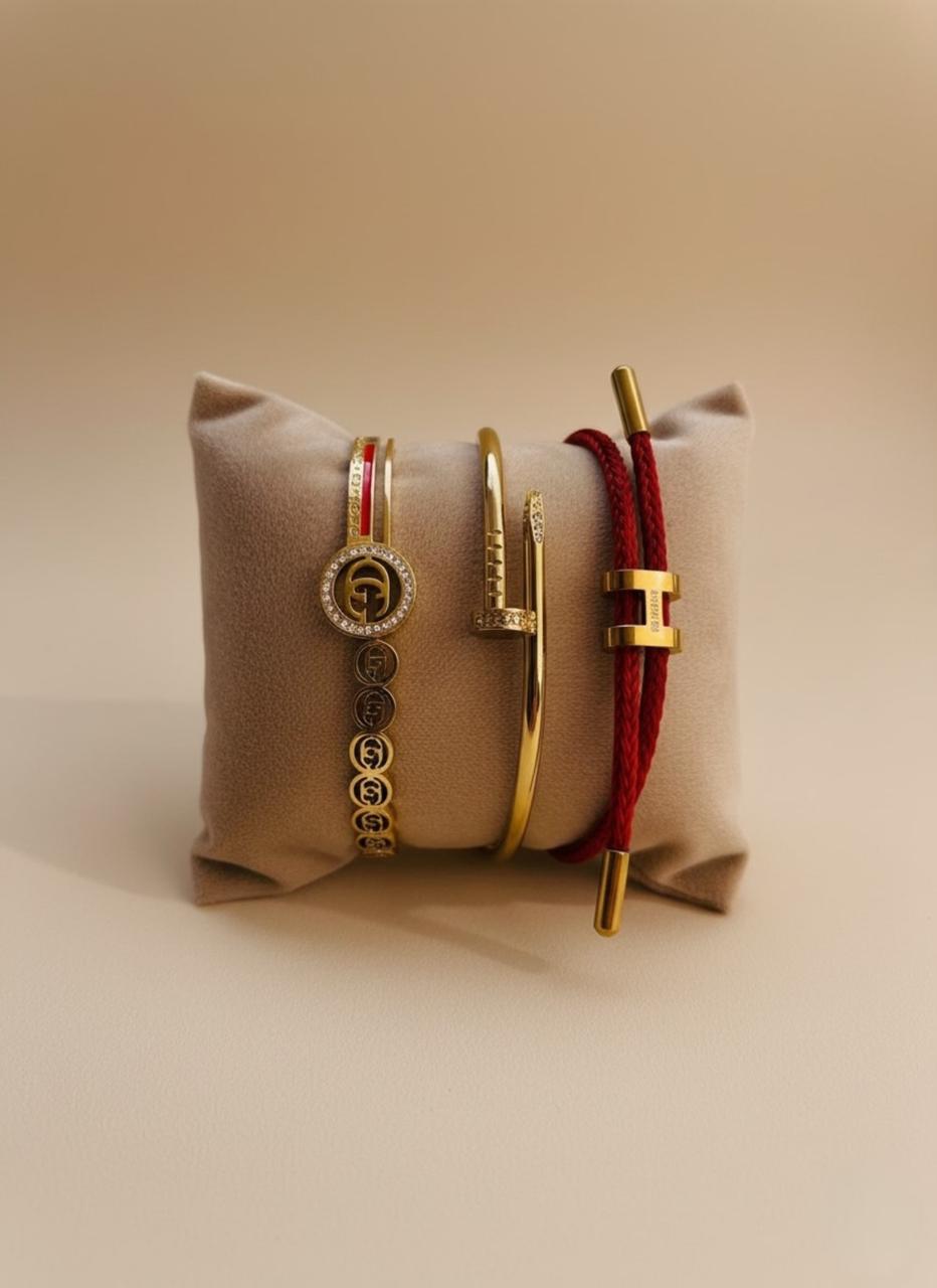 Declaración de Estilo: Pulseras en Tonos Rojos y Dorados