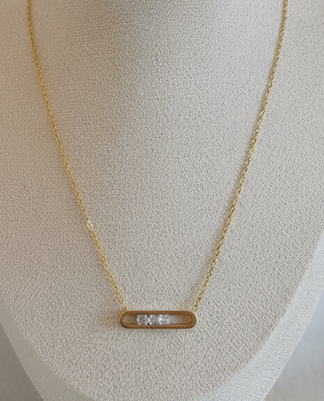 Collar Barra Dorada con Gemas Traslúcidas