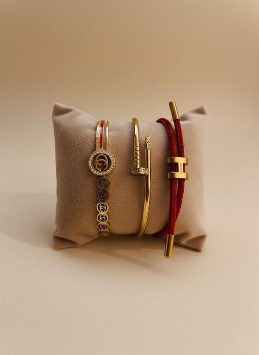 Declaración de Estilo: Pulseras en Tonos Rojos y Dorados