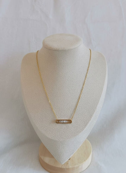 Collar Barra Dorada con Gemas Traslúcidas